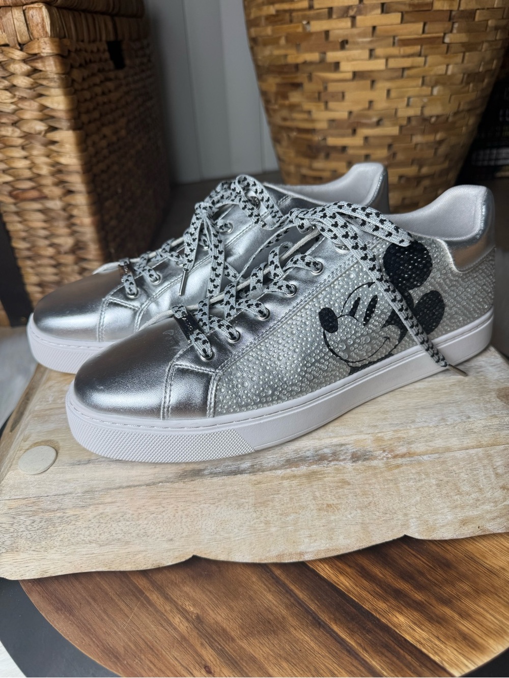 Aldo Silver Mickey Mouse Crystal Sneakers